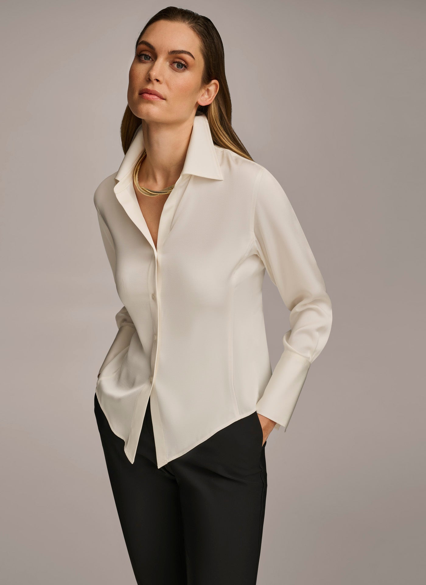 (image for) FUN COLLARED BUTTON DOWN BLOUSE